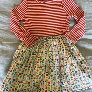 Mini Boden Red Striped Floral Dress